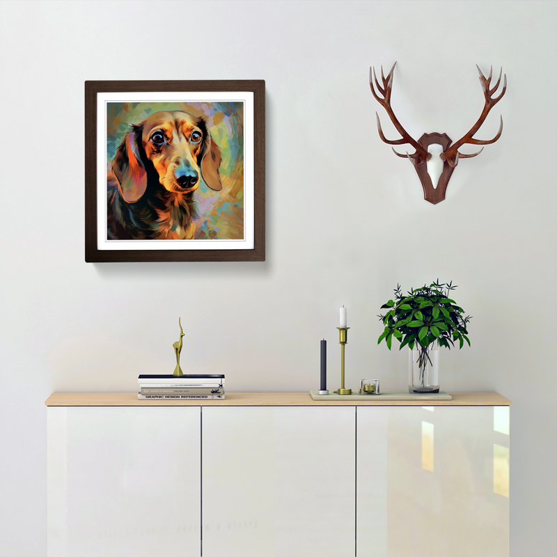 Dachsund Expressionism - Framed Print, Walnut