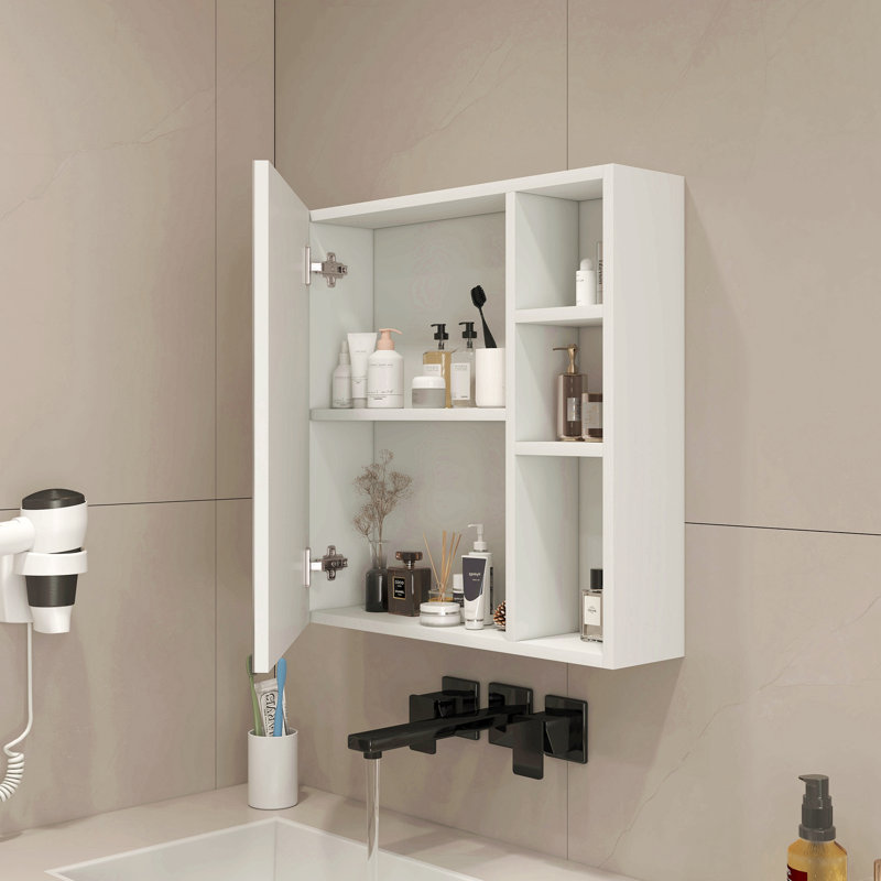 A White Mdf Material Mirror Cabinet, Bathroom Mirror,  Mdf Material Mirror Cabinet,A Separate Wall Mounted Bathroom Mirror