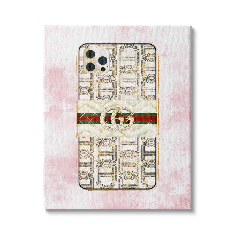 «Fashion Glam Cell Mobile Still Life Pink Splatter» par Ziwei Li - impression sur toile tendue, H 40 po x l 30 po