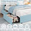 Cadre de lit double à DEL avec 2 tiroirs de rangement, lit plateforme tapissier pour enfants, bleu-96716944-96716949