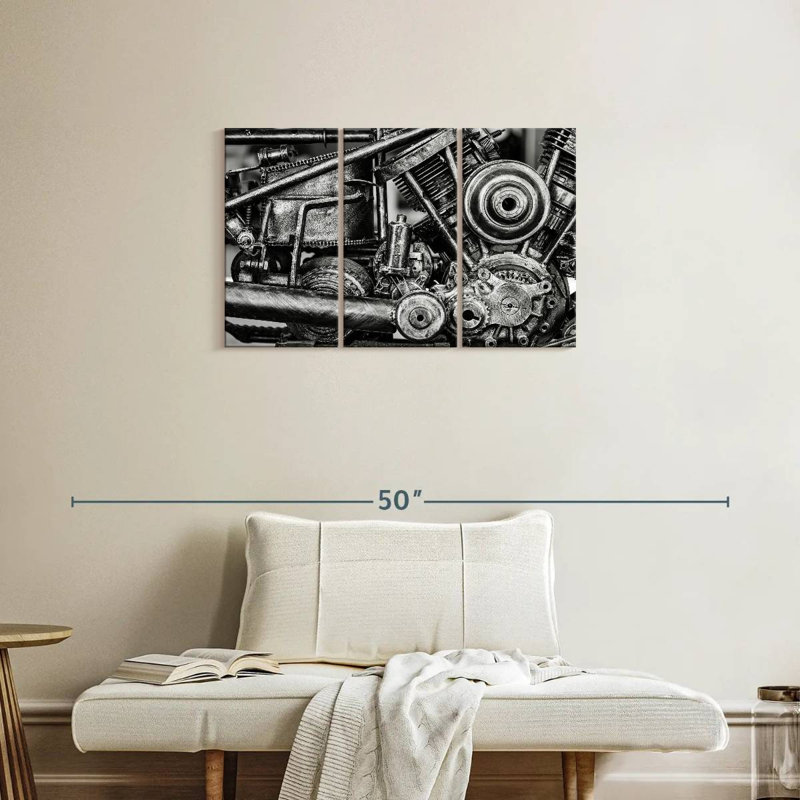 Mehar Old Motorcycle Engine, 20" H x 33" W