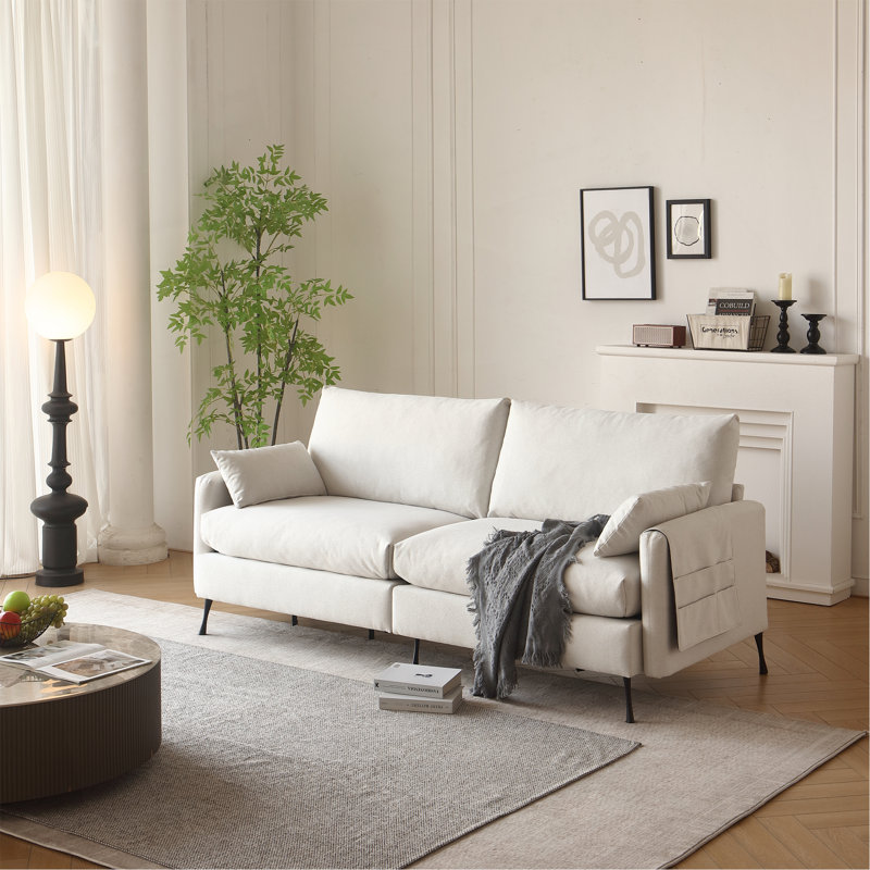 Couchette profonde à 3 places avec 2 accoudoirs et 2 coussins décoratifs, causeuse pour le salon, chambre, bureau, appartement