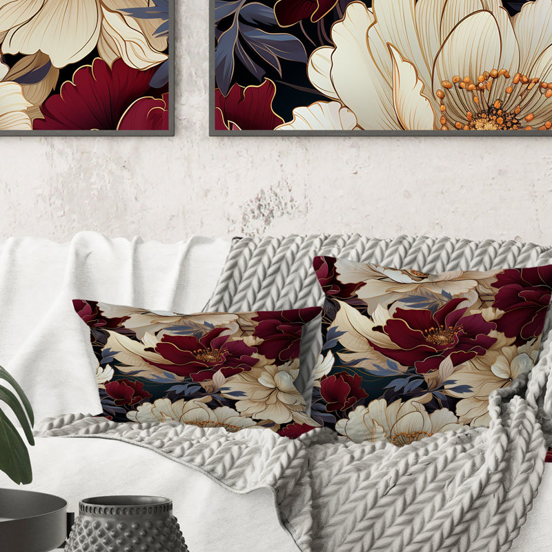 Floral Throw Pillow, 16" H x 16" W