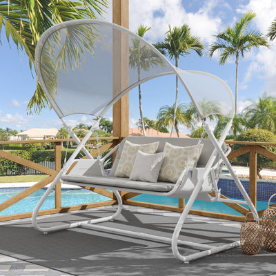 66" W Modern Swing Chair, White