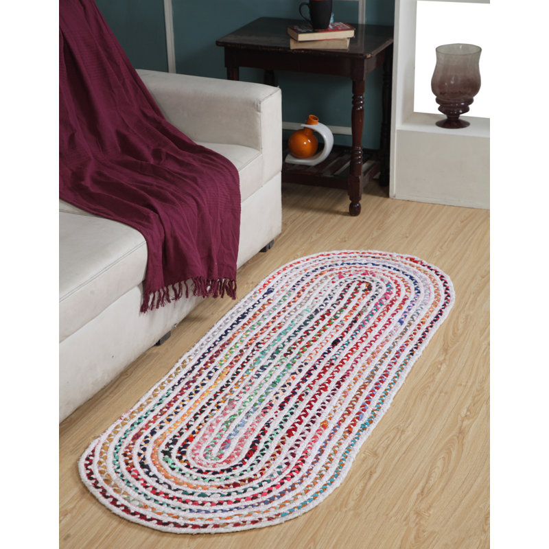 Miguel Striped Cotton Hand Woven Area Rug, Runner 60 x 180cm