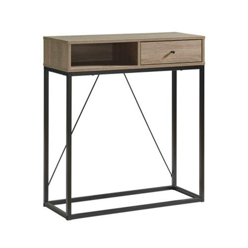 Console Table with One Drawer and Open Cubby - Brown & Black