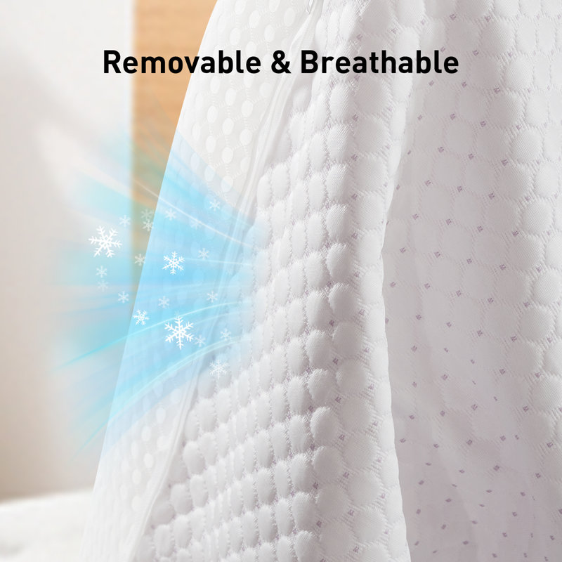 Surmatelas en mousse viscoélastique imprégnée de gel de refroidissement moyen 3 po Loftus, blanc, Très grand lit