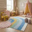Tapis arc-en-ciel bleu / ivoire pour enfant 7 pi x 10 pi (6 pi 7 po x 9 pi 6 po) Branch Skye, tapis moderne, à poils moyens et résistant aux taches-23533087