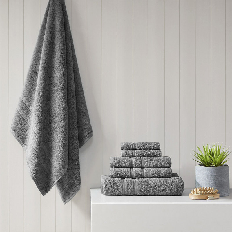 100% Turkish Cotton 6 Piece Towel Set, Charcoal
