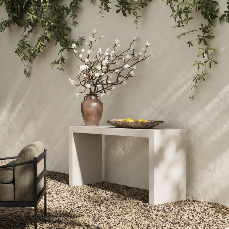 Console Parish - béton blanc, Béton blanc