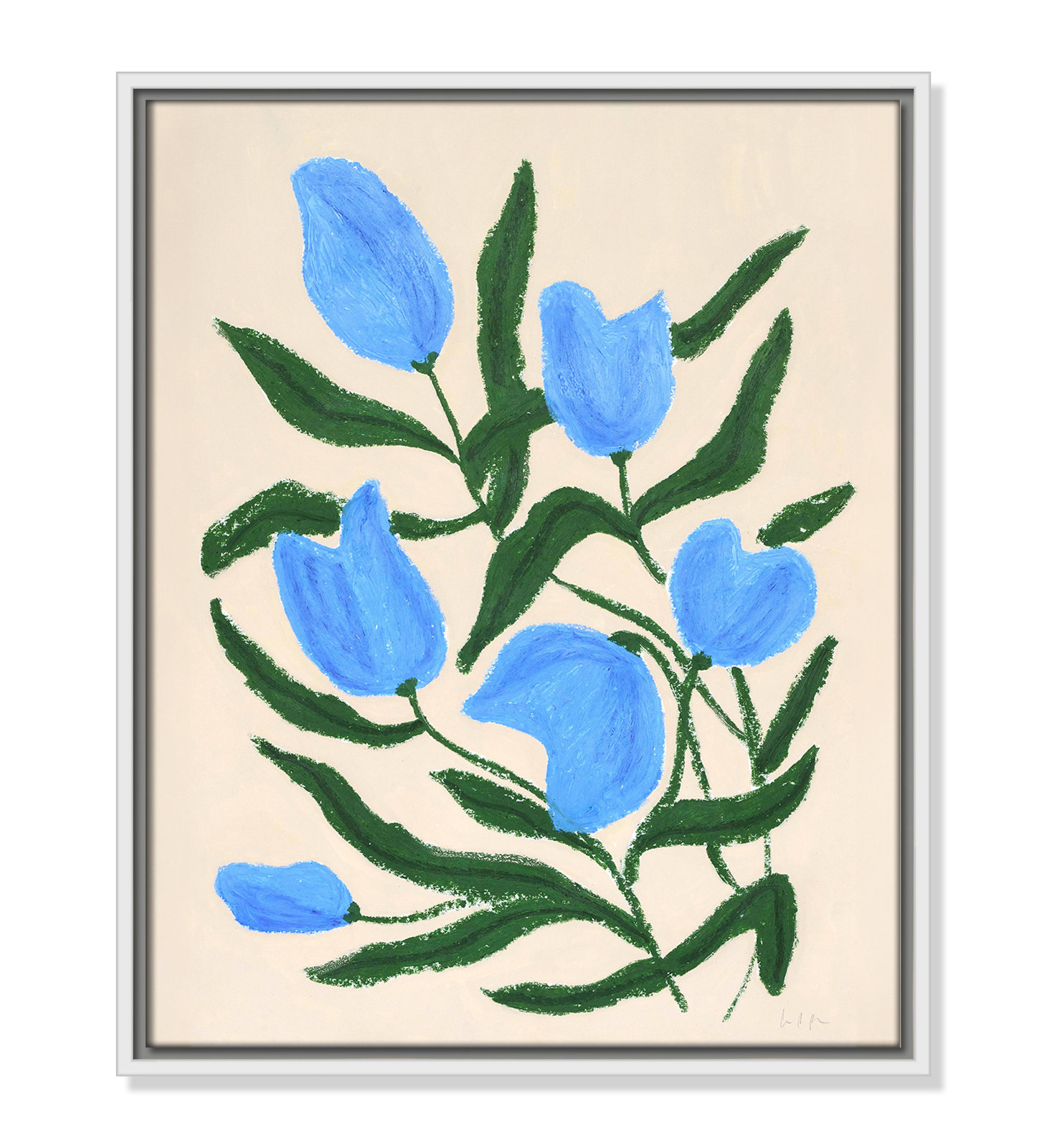 Blue Tulips Print by Camilla Bergqvist, 21.5" H x 17.5" W, White