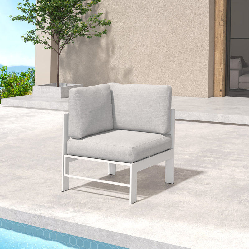 Brandtley Metal Outdoor Lounge Chair, White