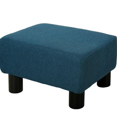 Ottoman Foot Rest, Small Foot Stool with Linen Fabric Upholstery and Plastic Legs, Cube Ottoman