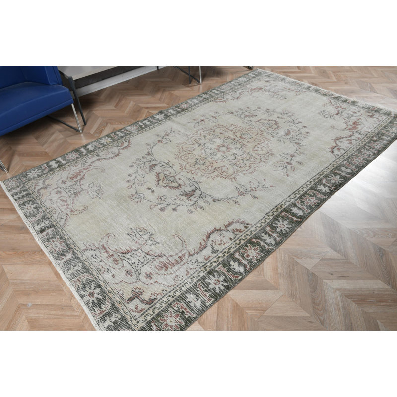 Grand tapis turc en laine Oushak de style rétro, parfait pour la salle à manger et le décor bohème