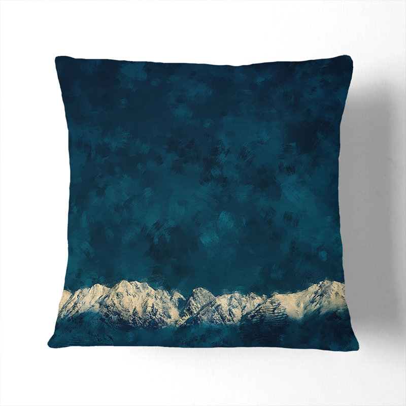 Light on the Mountain Top Painting Cushion with Filling, Stone, 40cm H x 40cm W x 15cm D