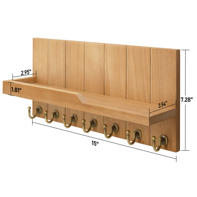 Porte-clés décoratif pour mur et courrier, Marron clair