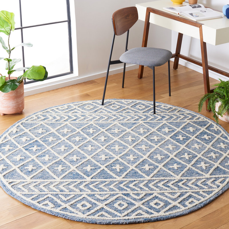 Metro Hand Tufted Wool And Cotton With Latex Southwestern Rug, Round 6'