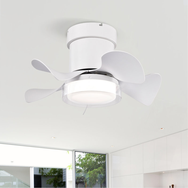 21 Inch Ceiling Fan With 3 Color Temperatures Light And Remote Control DC Motor Powerful And Low Noise Small Space Ceiling Fan For Kitchen Bedroom Dining Room Toilet Patio (Matte White)