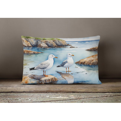 Gulls Scavenging Throw Pillow