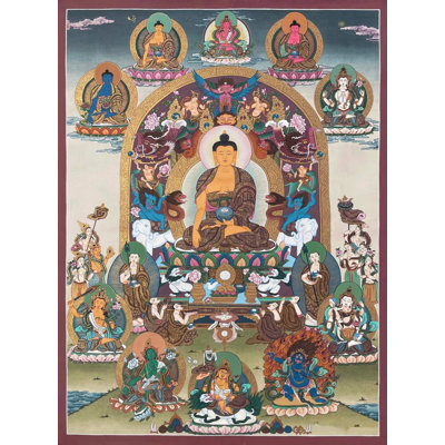 Shakyamuni Buddha On A Lavish Throne (Brocadeless Thangka)