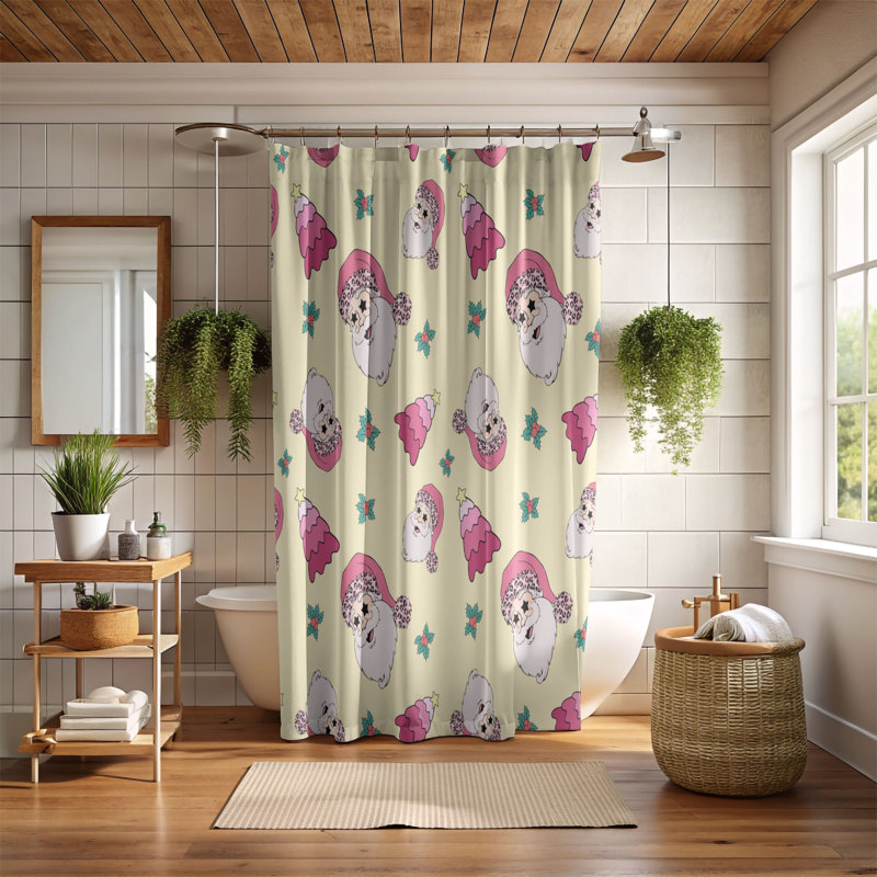 Rideau de douche standard rose 1 pièce, H 74 po x l 71 po