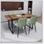 Ensemble de table de salle à manger en bois aggloméré 59 pouces et chaise en suède de 59 pouces, conception de base rectangulaire moderne en métal