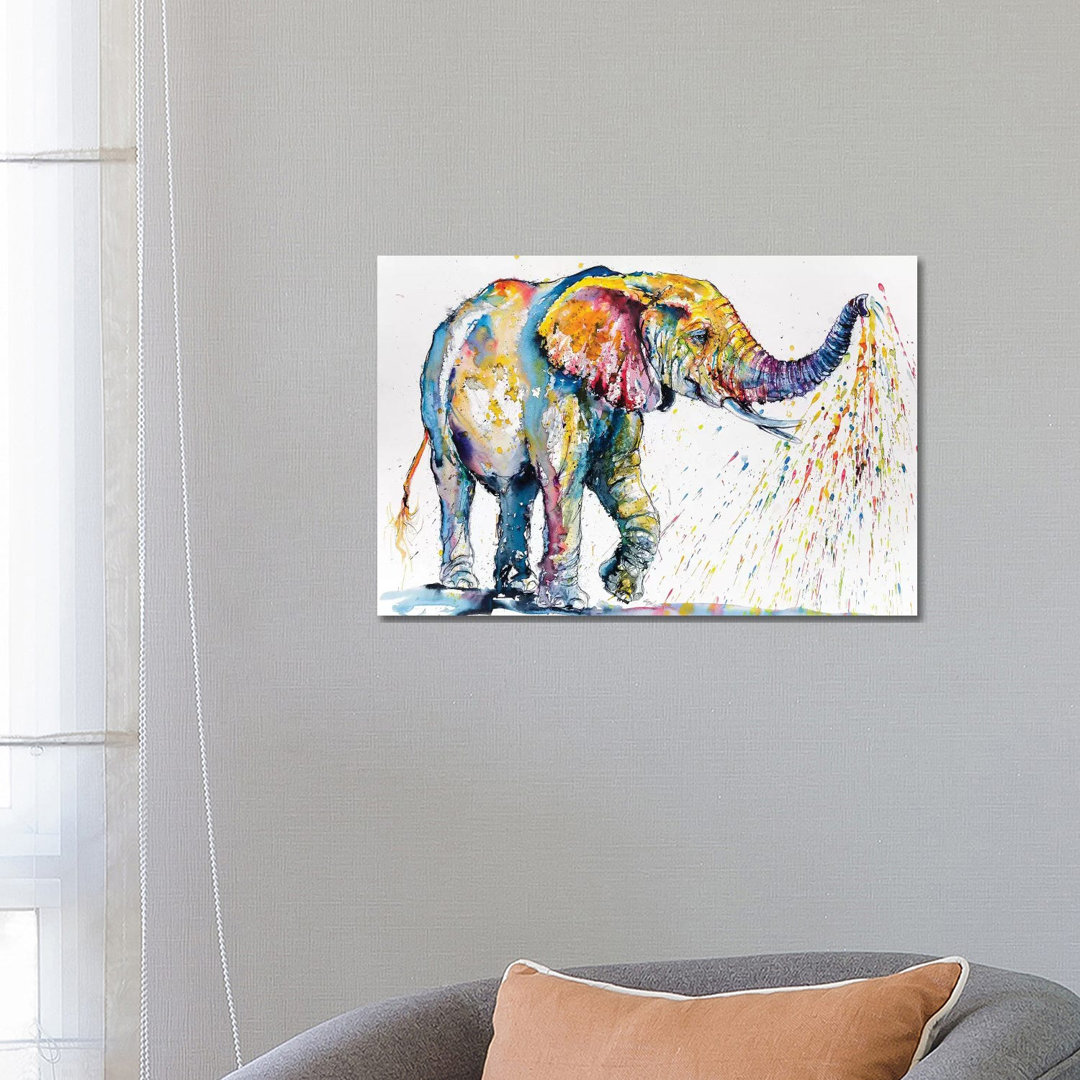 " Playing Colorful Elephant " by Anna Brigitta Kovacs Painting Print East Urban Home 