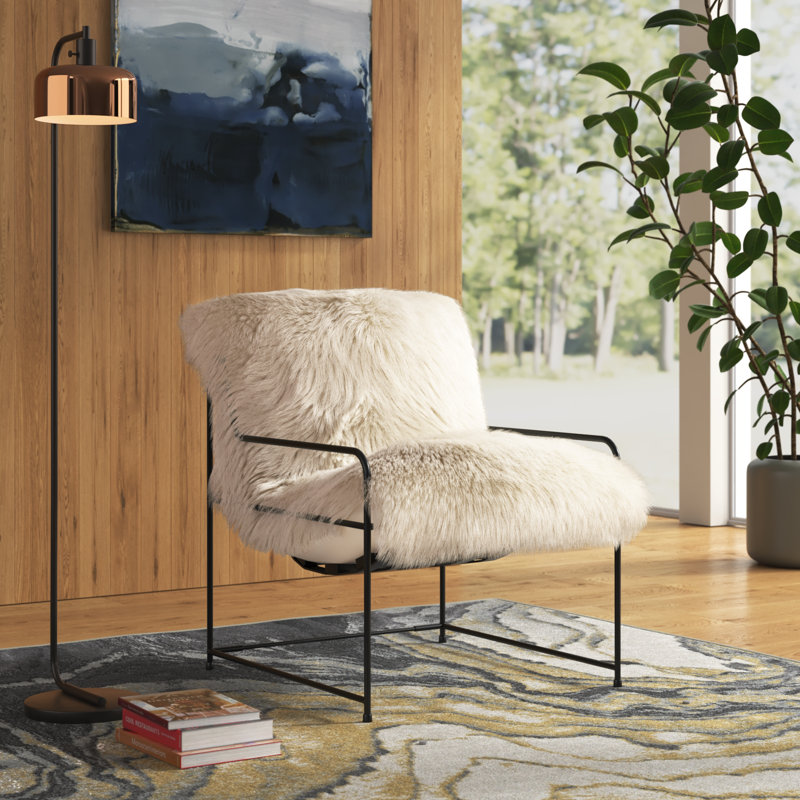  Chaise en peau de mouton véritable, Beige