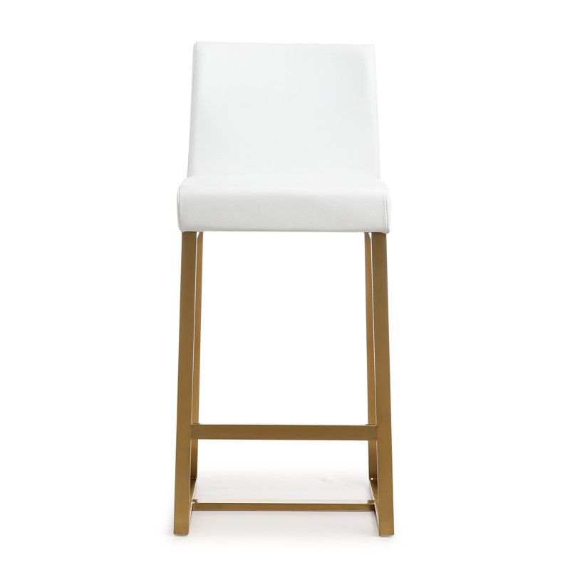 Upholstered Bar Stool, White/Gold, 68.6cm