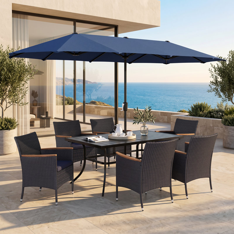 6 - Person Patio Dining Set with Rectangular Table , Cushions Included