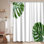 Rideau de douche à motif de feuilles de palmier vert et blanc avec 12 crochets