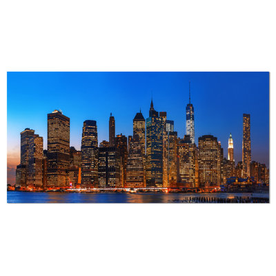 « night new york city panorama », reproduction de photo sur toile tendue