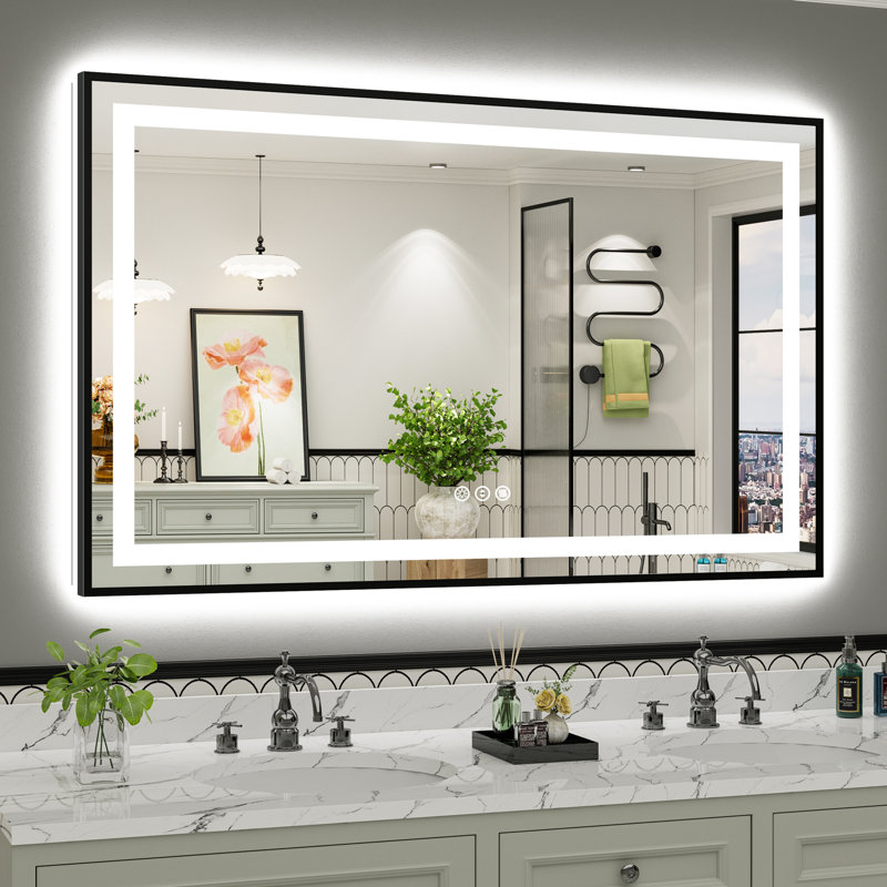Miroir de salle de bain Matte, Rectangulaire, 57 po x 36 po