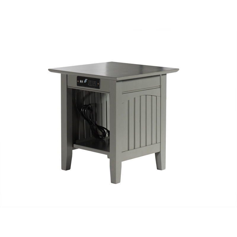 Glenni Solid Wood End Table and Built-In Outlets