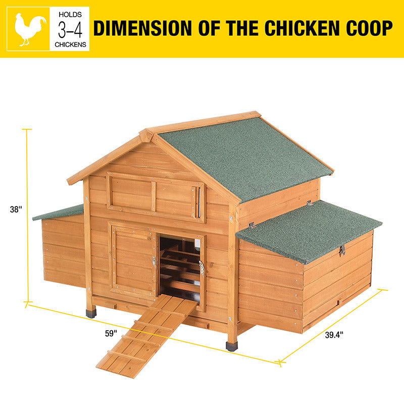 13m² Chicken Coop with Nesting Box For Up To 3 Chickens