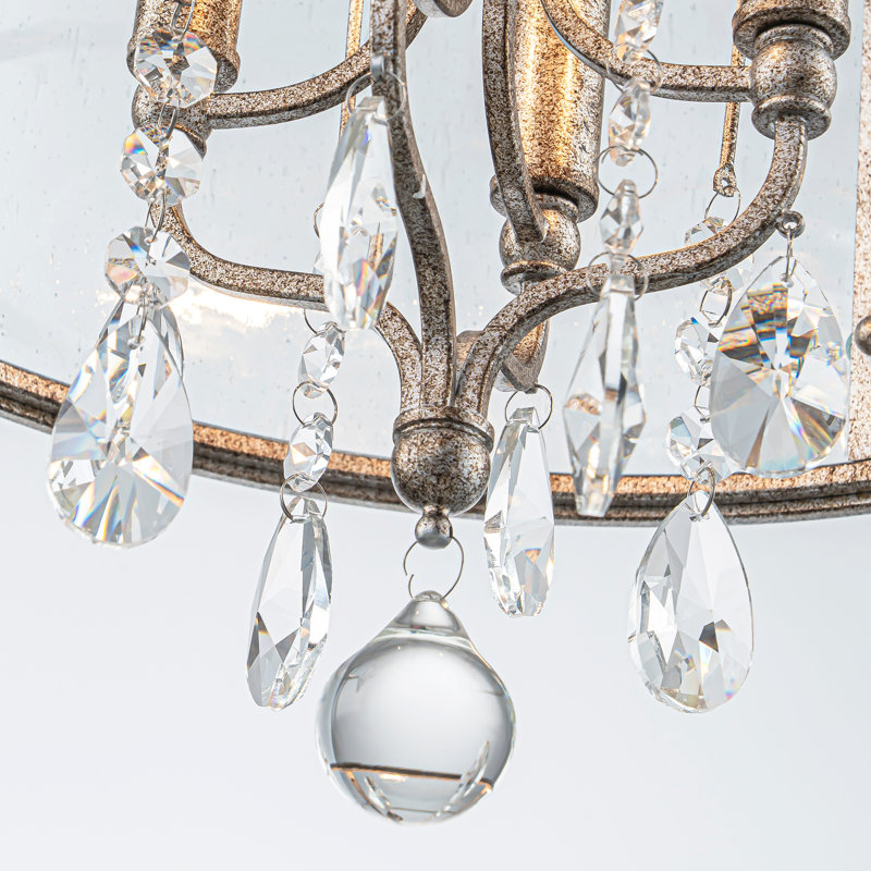 Luminaire suspendu cylindrique en cristal 4 lumières