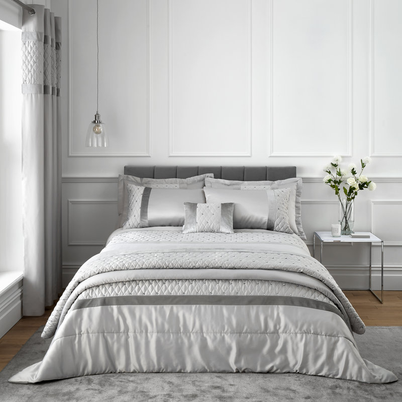 Sequin Cluster Duvet Cover Set with Pillowcases, Double - 2 Standard Pillowcases, Silver