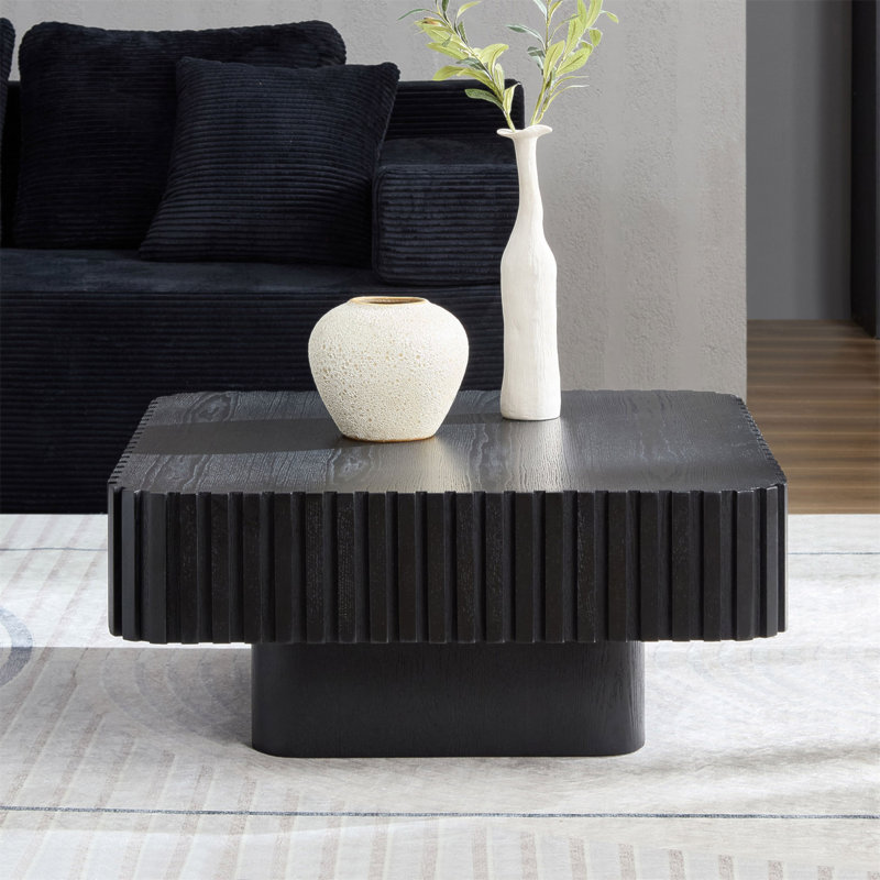 Table basse carrée moderne 31,5 pouces Handcraft, H 15,75 po x L 35,43 po x l 35,43 po, Gris
