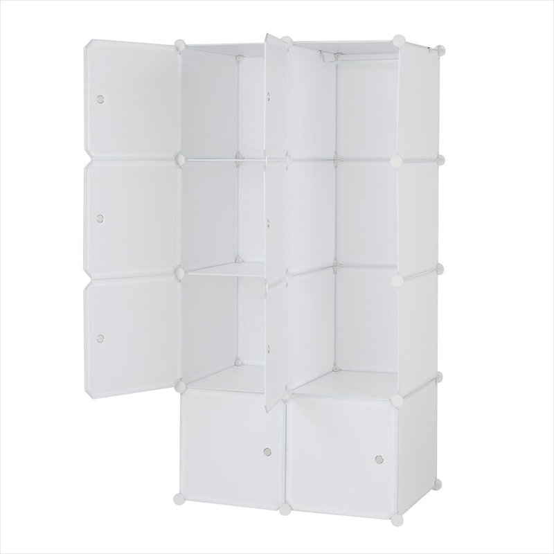 Armoire de chambre avec étagères et structure métallique, poids du produit : 6,2 kg, huit compartiments
