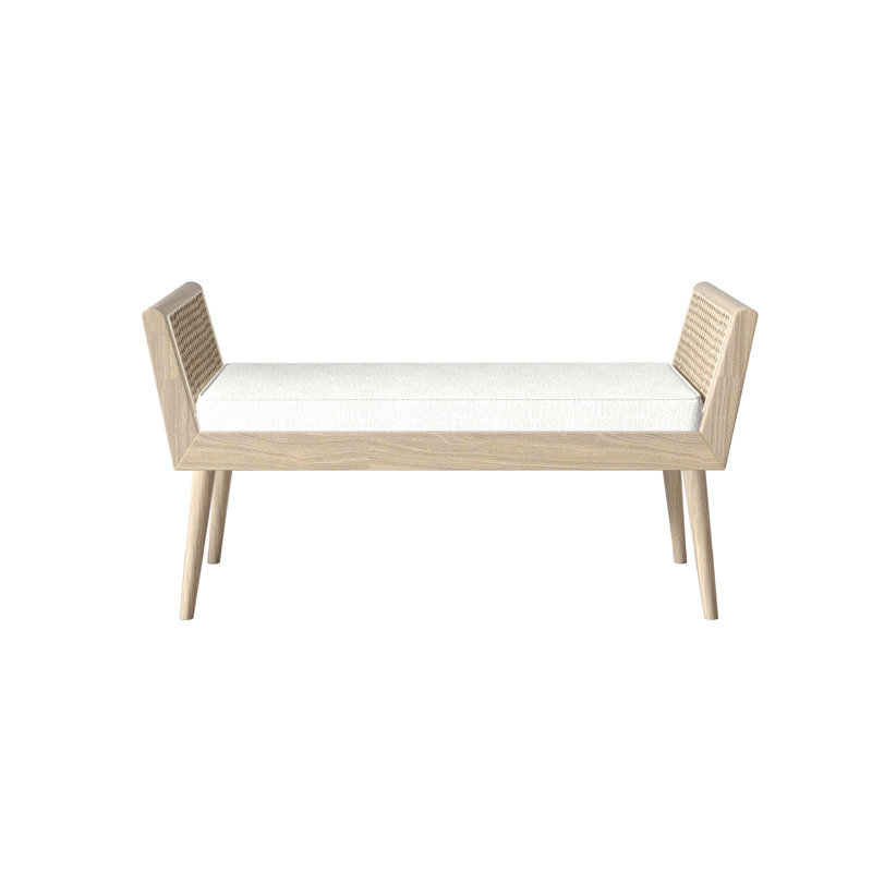 Haajra Cotton Upholstered Bench, White