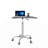 Adjustable Height Tempered Glass Table Desk Table With Lockable Wheels(Adjustable Range 24.2 "~32.7 ")