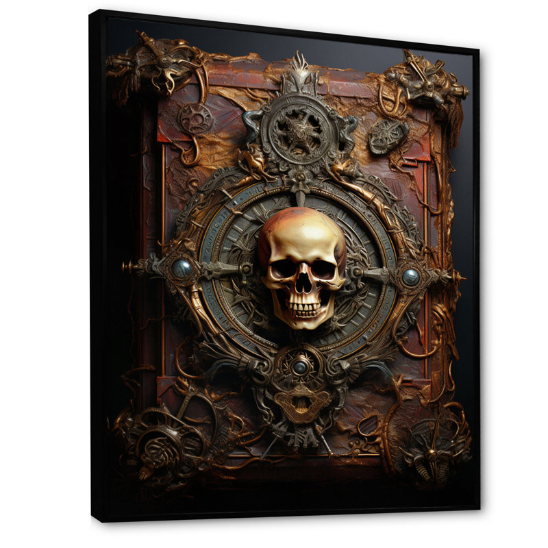 Impression sur toile pirate, thème du trésor nautique - livre de code pirate, H 32 po x l 24 po x P 1 po, Cadre flottant noir