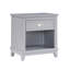 Table de chevet classique gris avec 1 tiroir et tablette inférieure, rangement dans la chambre à coucher, sans assemblage, table de chevet en nickel, glissières lisses, poignées, H 26 po, assemblage-470884116