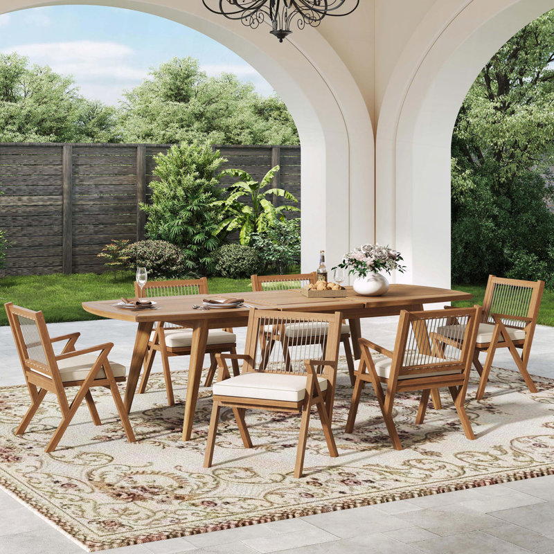 Table de salle à manger extensible pour l'extérieur en bois d'acacia
