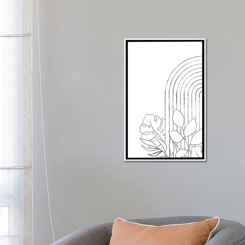 " Botanical Line Art ", No Matte, 26'' H x 18'' W x 1.5'' D, White Framed Canvas