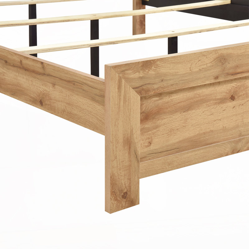 Rustic Wooden Panel Bed, Queen