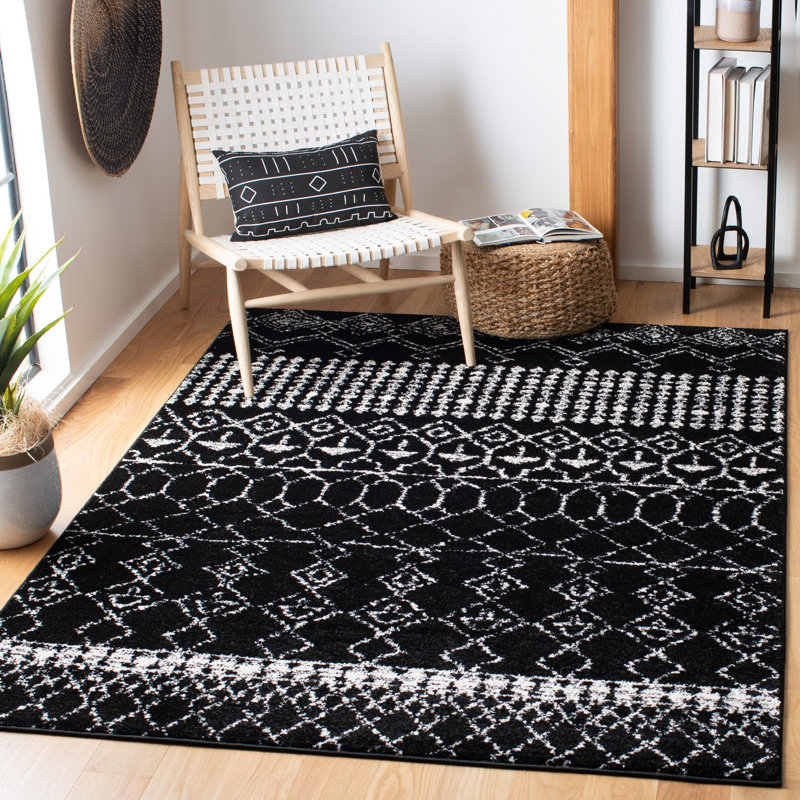 Tapis noir à motif géométrique Cobos, Rectangle 4 pi x 6 pi
