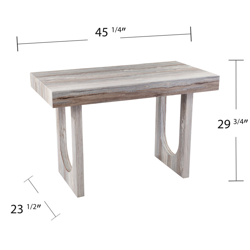 Bureau d'écriture en faux marbre - 44,75 po Espace de travail spacieux brun de style contemporain avec profondeur de 65,78 lb, conception géométrique