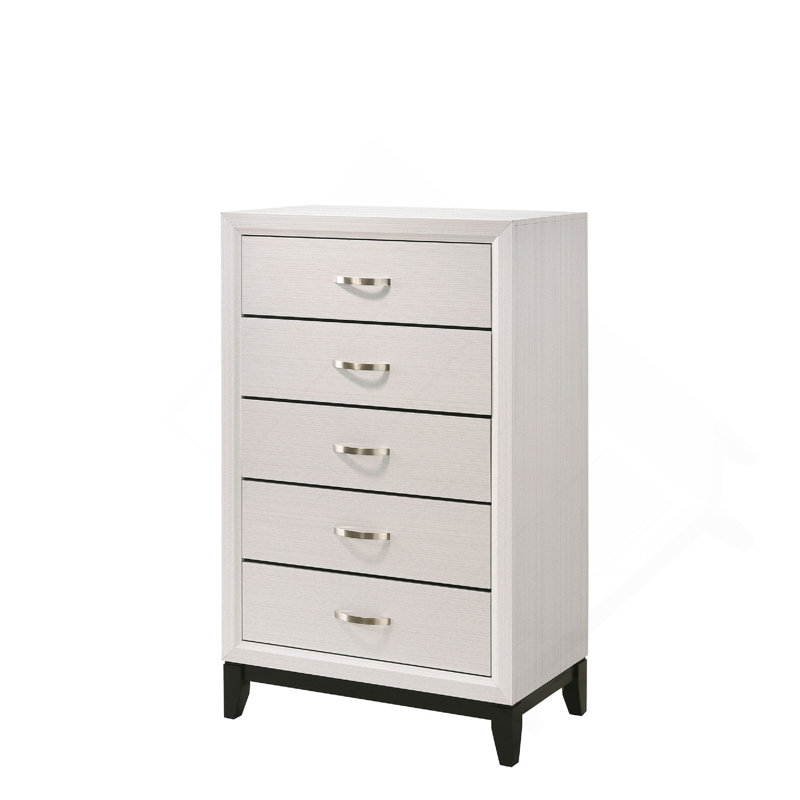Mobilier de chambre contemporain à 1 commode 5 tiroirs 1 chambre, Blanc