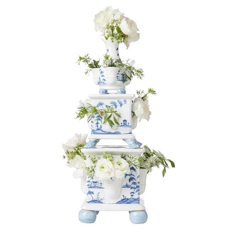 Country Estate 3 Piece Tulipiere Tower Set - Delft Blue